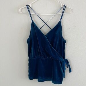 Chic Velvet Wrap Camisole in Deep Blue